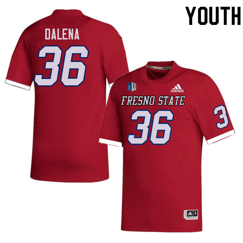 Youth #36 Joe Dalena Fresno State Bulldogs College Football Jerseys Stitched-Red